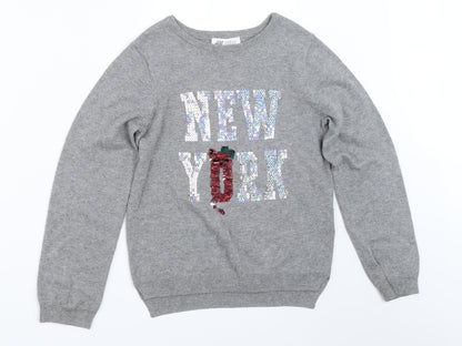 H&M Girls Grey   Pullover Jumper Size 6-7 Years