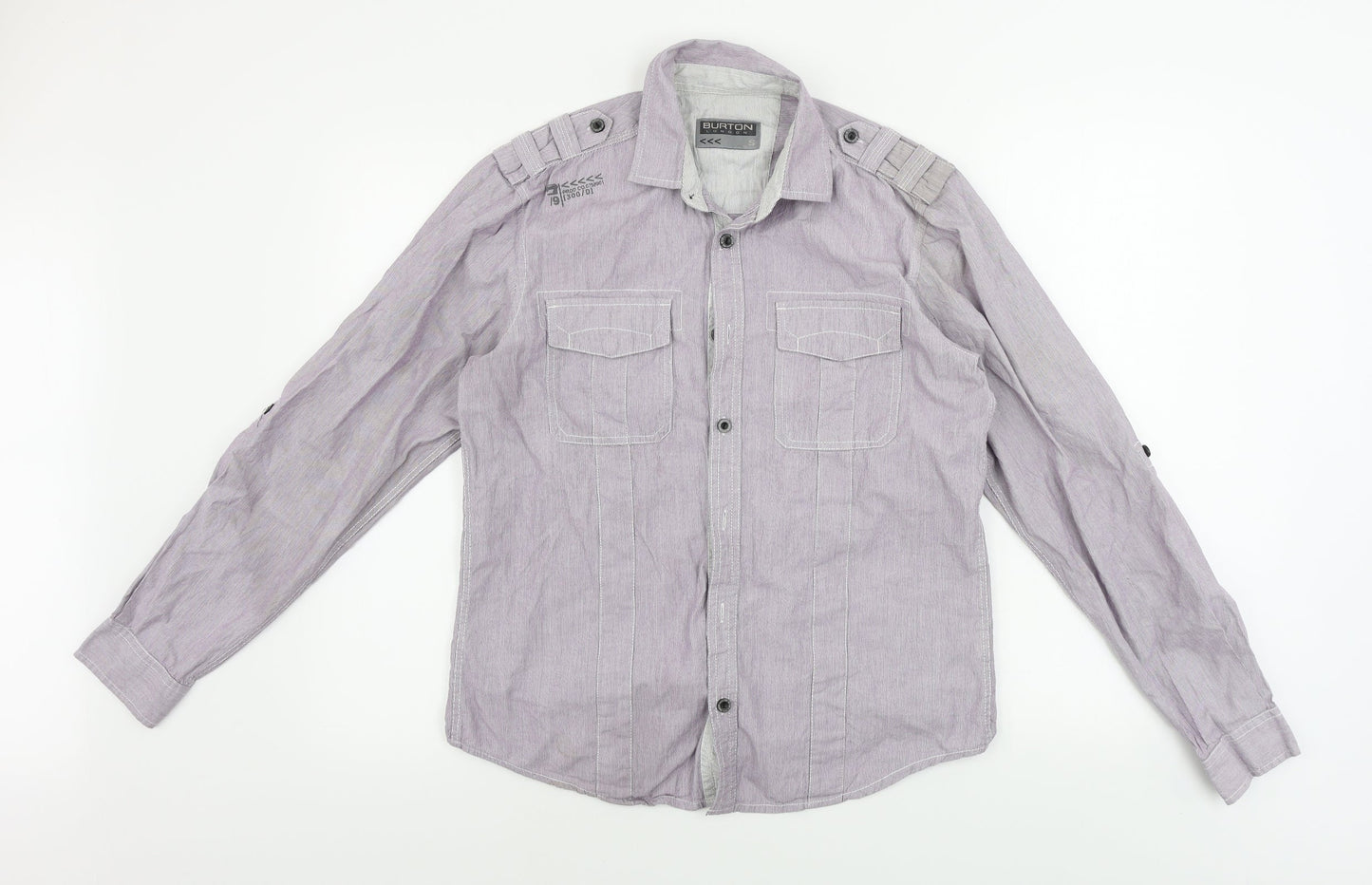Mens UK Size S Burton Purple  Button-Up Long Sleeve Casual Shirt