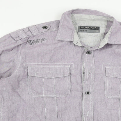 Mens UK Size S Burton Purple  Button-Up Long Sleeve Casual Shirt