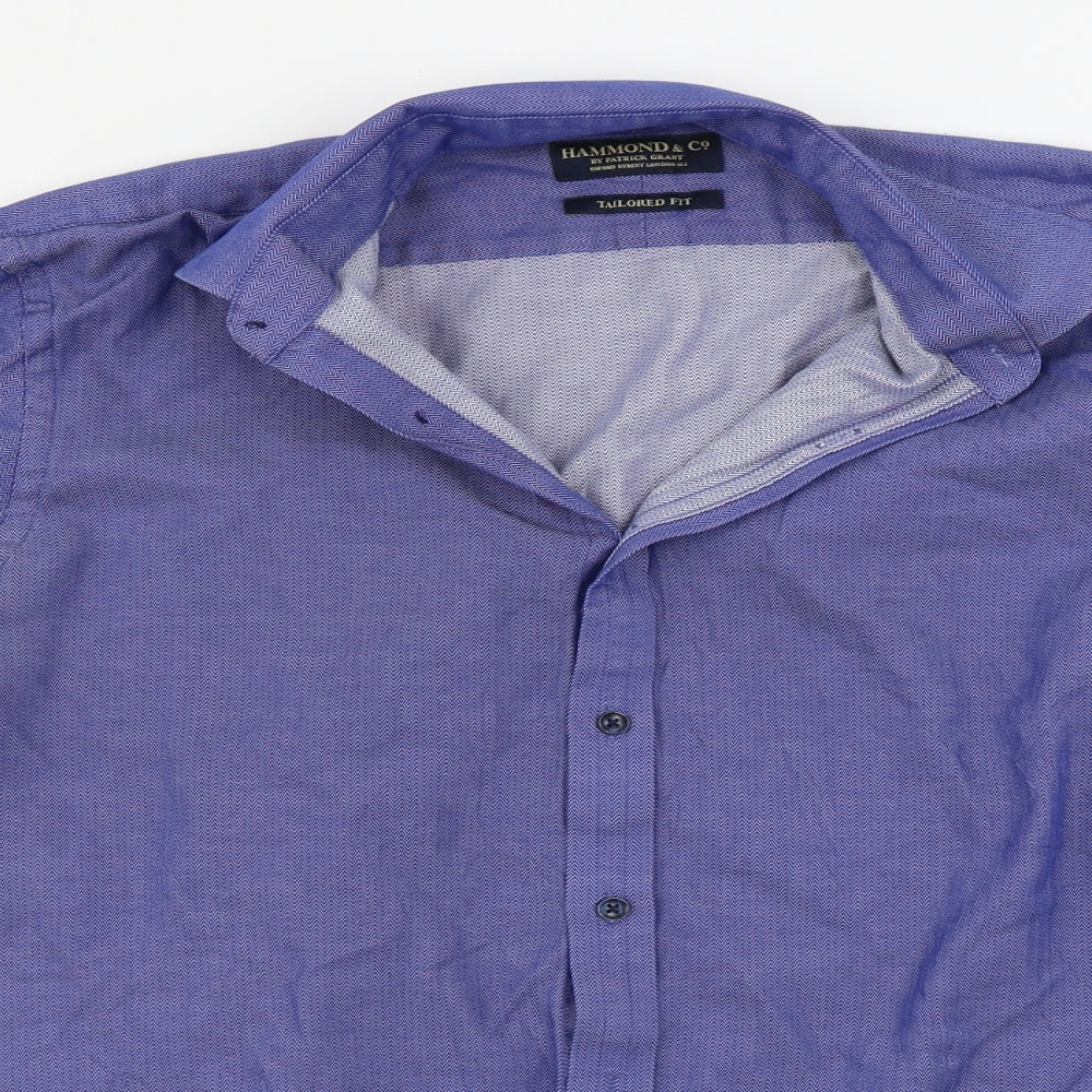 Mens UK Collar Size 16.5 Hammond & CO Smart Blue  Dress Shirt