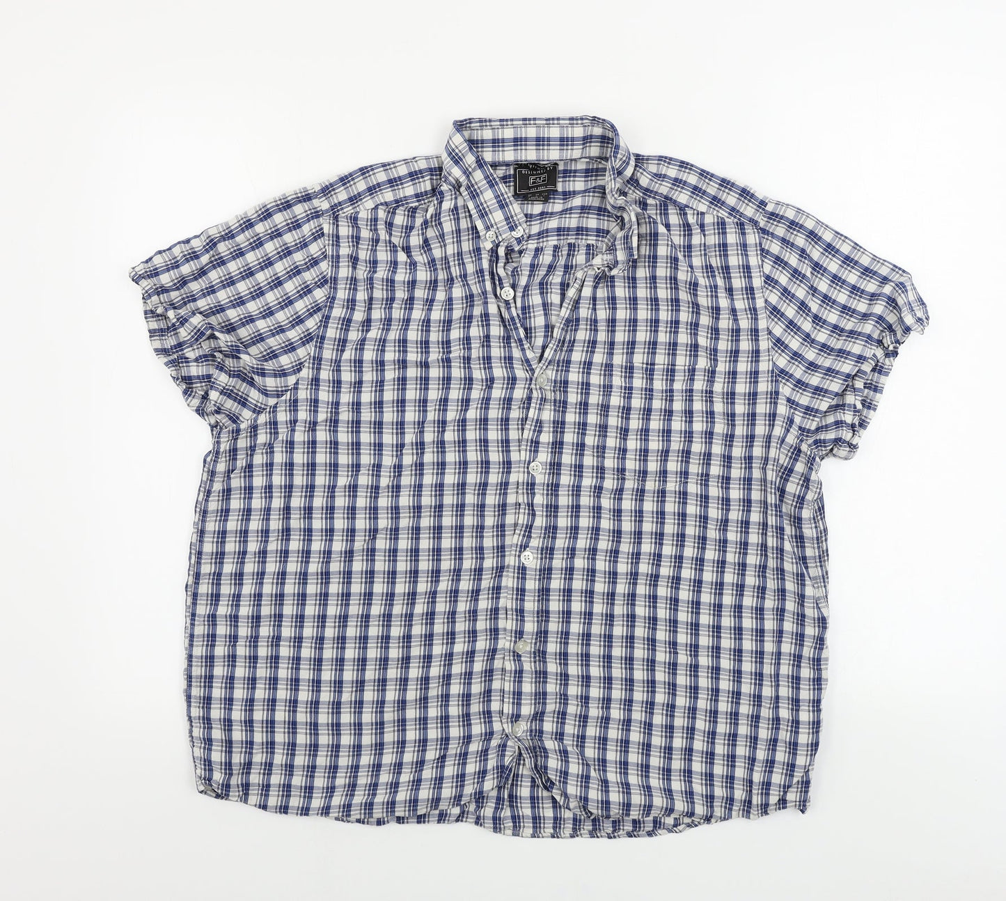 F&F  Mens White Check   Button-Up Size L