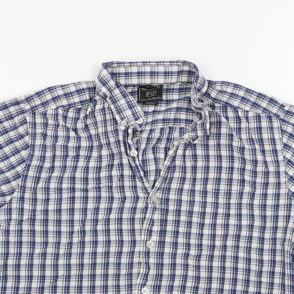 F&F  Mens White Check   Button-Up Size L