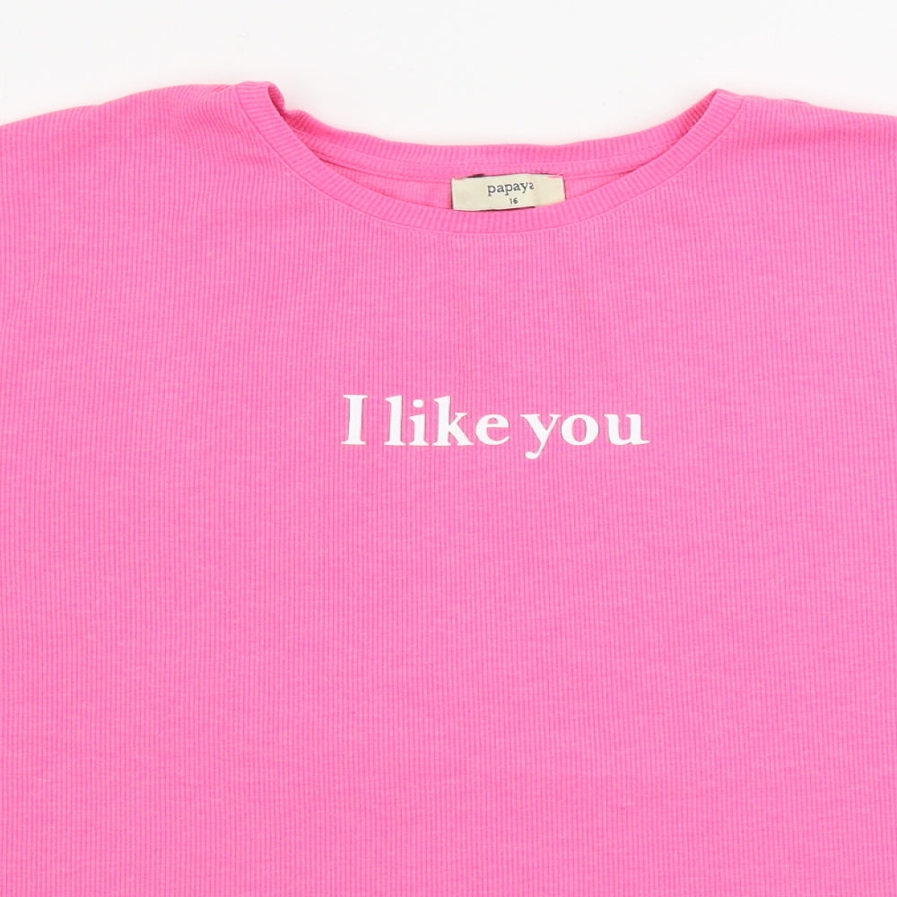 Papaya  Womens Pink   Basic T-Shirt Size 16