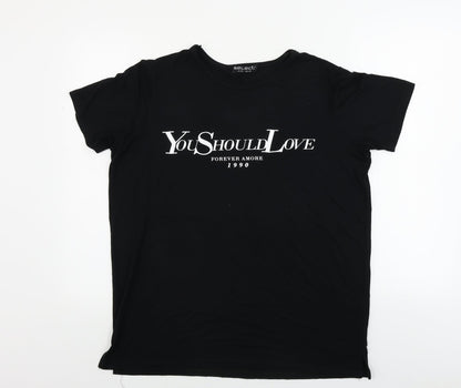 Womens UK Size 14 Select Black Basic T-Shirt
