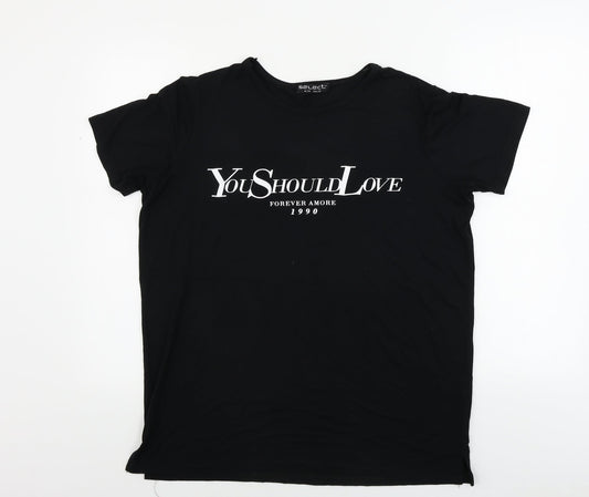 Womens UK Size 14 Select Black Basic T-Shirt
