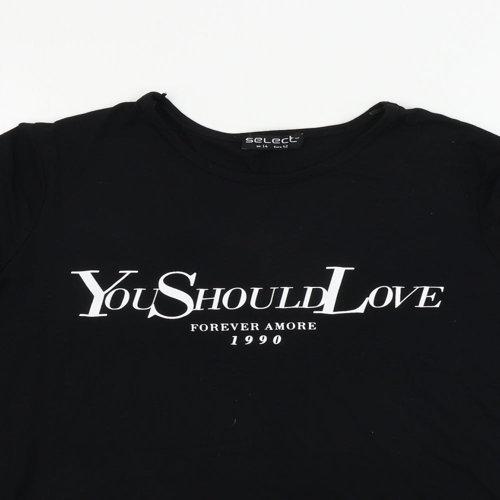 Womens UK Size 14 Select Black Basic T-Shirt
