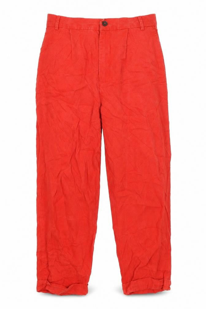 Womens UK Size XS Zara Regular Fit Cropped Red Trousers