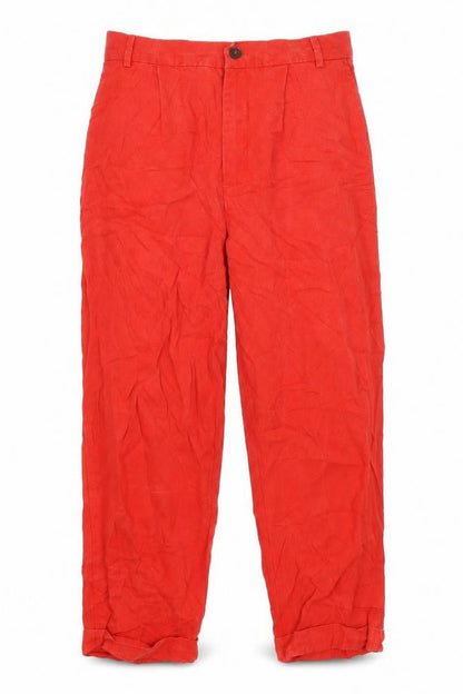 Womens UK Size XS Zara Regular Fit Cropped Red Trousers