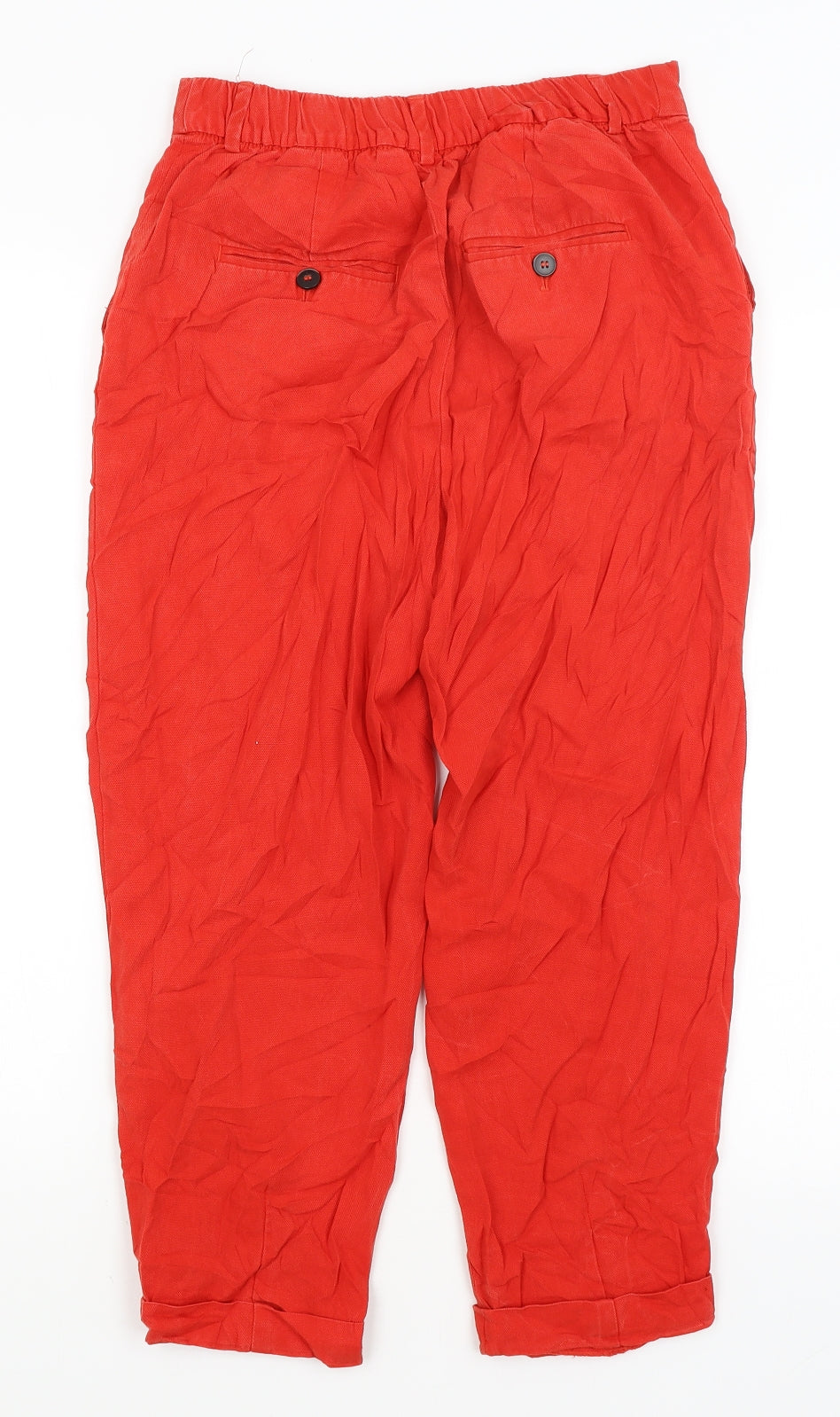 Womens UK Size XS Zara Regular Fit Cropped Red Trousers