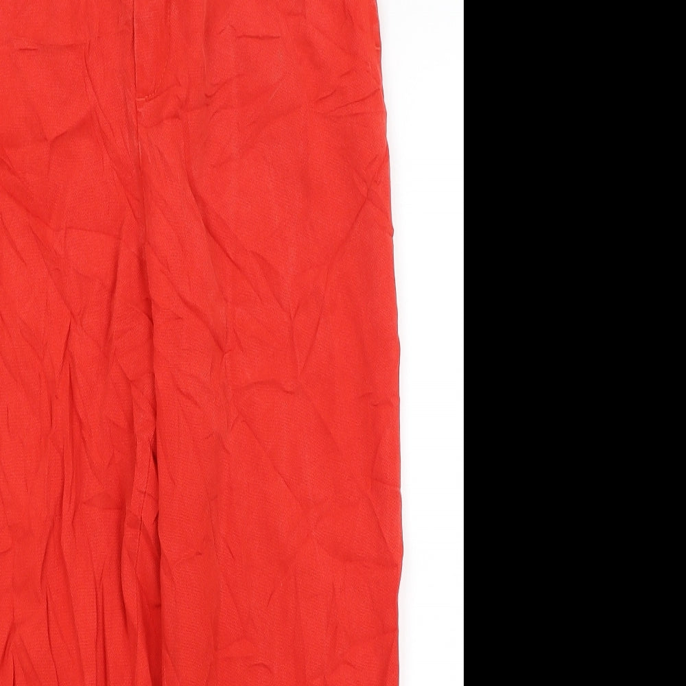Womens UK Size XS Zara Regular Fit Cropped Red Trousers