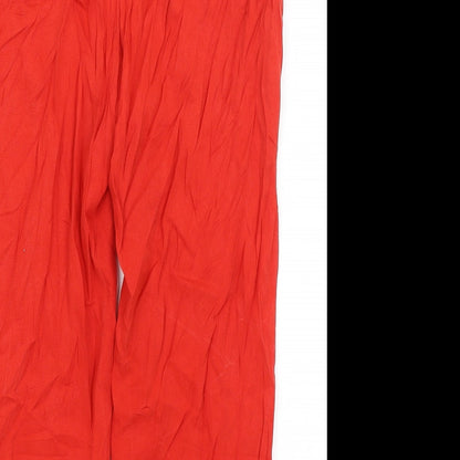 Womens UK Size XS Zara Regular Fit Cropped Red Trousers