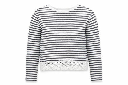 Marks & Spencer Girls White Striped  Pullover Jumper Size 9-10 Years