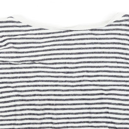 M&S Girls White Striped  Pullover Jumper Size 9-10 Years