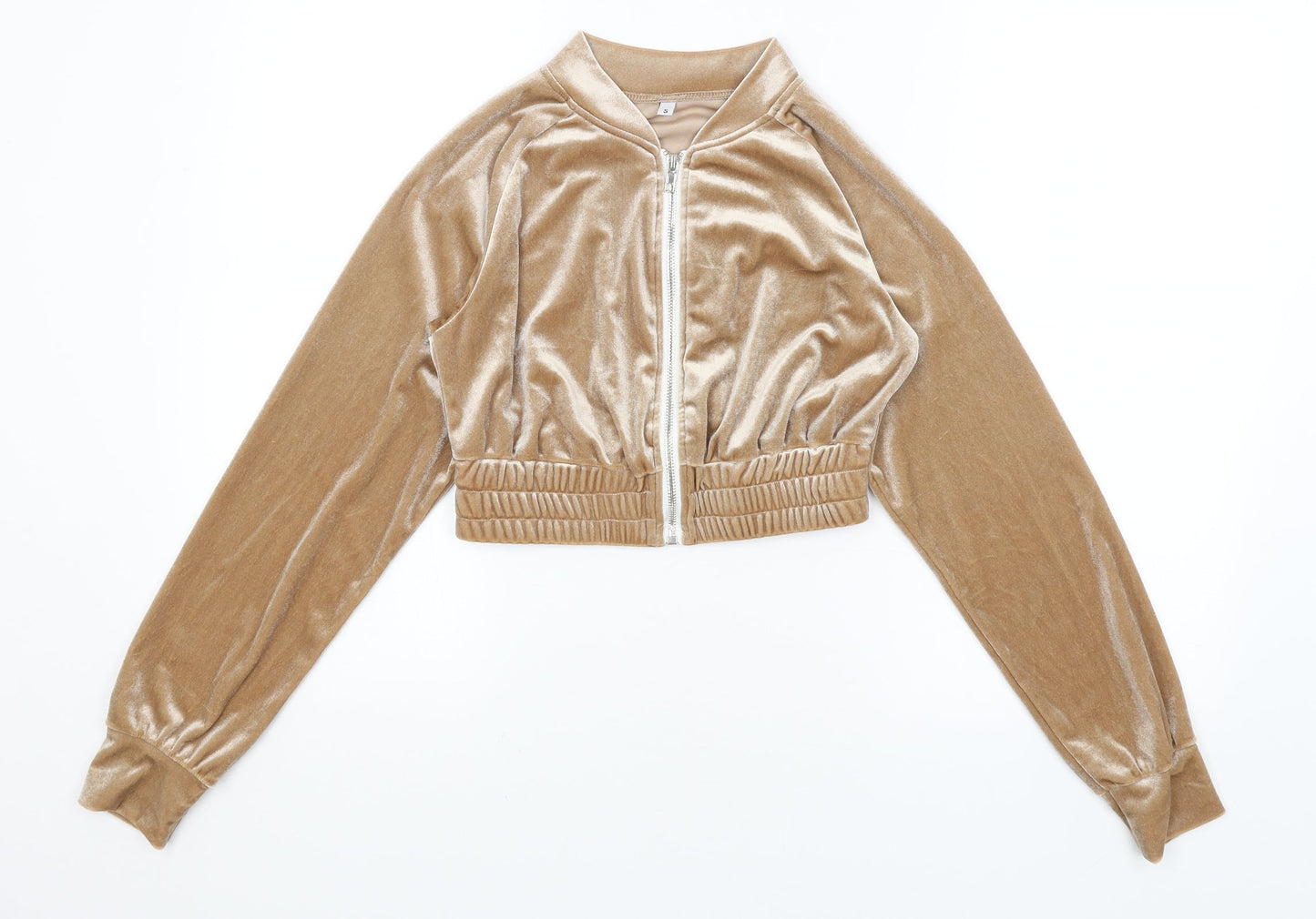 Womens UK Size S Preworn Gold Full Zip Jumper