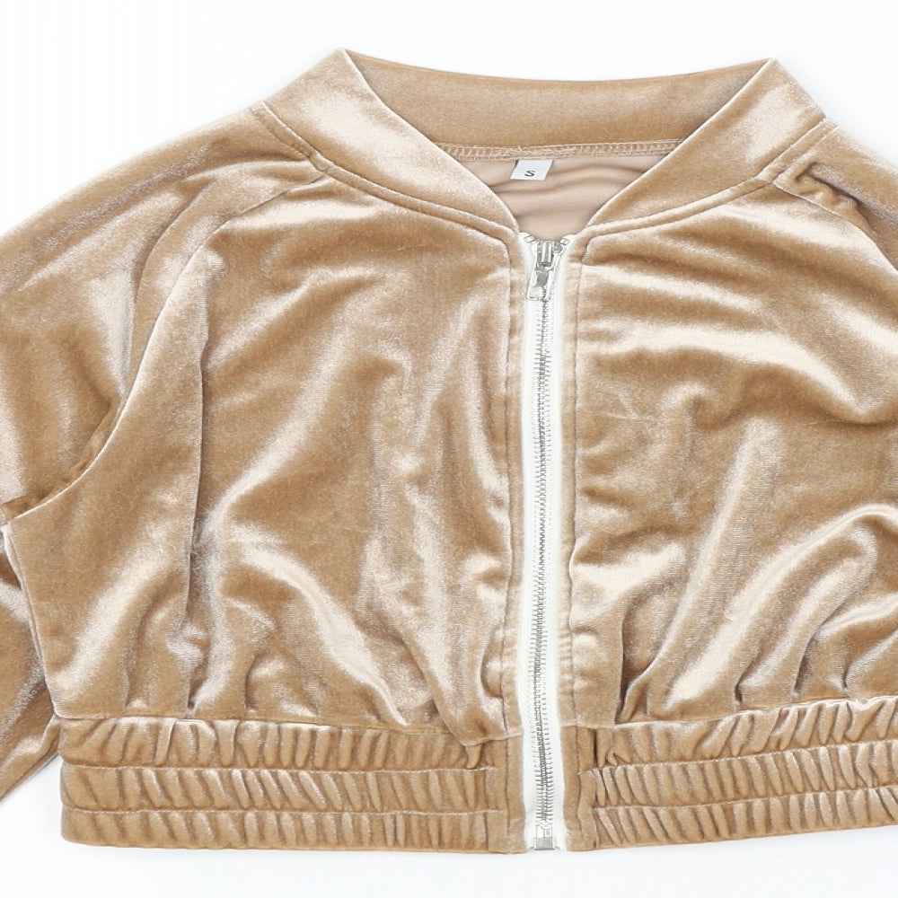 Womens UK Size S Preworn Gold Full Zip Jumper