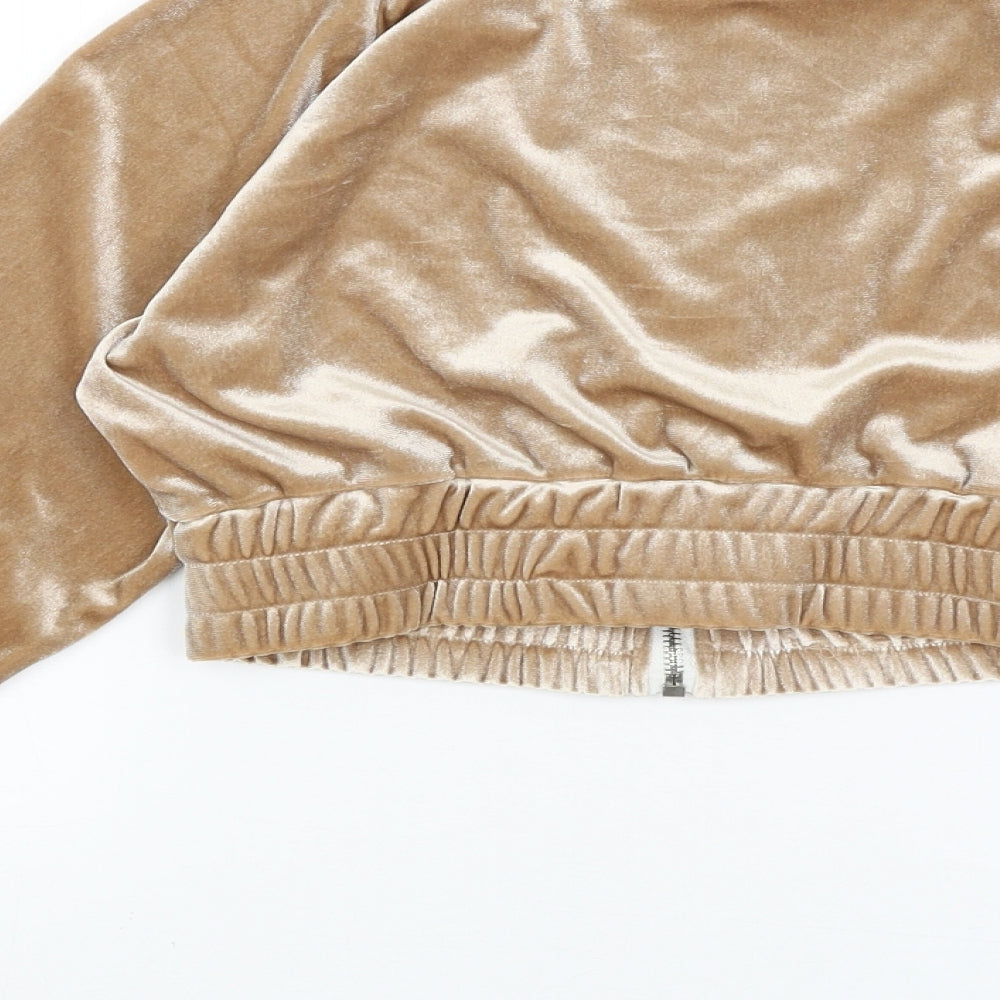 Womens UK Size S Preworn Gold Full Zip Jumper