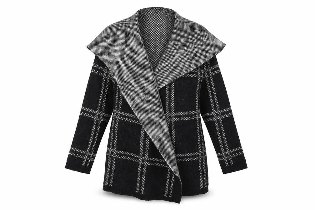 Next Womens Black Check  Wrap Jumper Size M