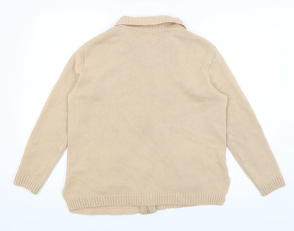 Womens UK Size M Afibel Brown Full Zip Jumper