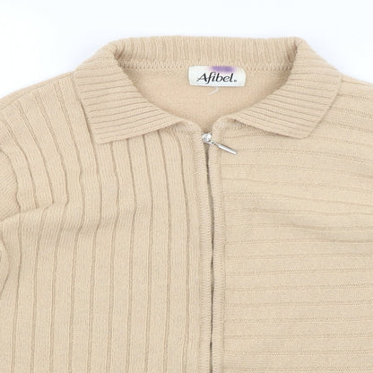 Womens UK Size M Afibel Brown Full Zip Jumper