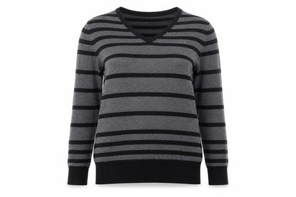 Petite Collection Womens Grey Striped  Pullover Jumper Size 18