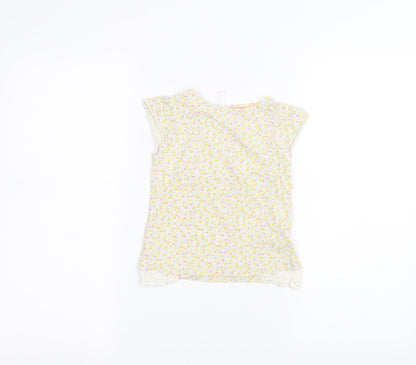Mothercare Girls White Floral  Basic T-Shirt Size 3-4 Years