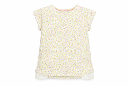 Mothercare Girls White Floral  Basic T-Shirt Size 3-4 Years