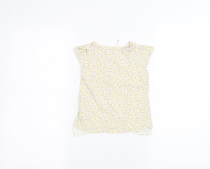 Mothercare Girls White Floral  Basic T-Shirt Size 3-4 Years
