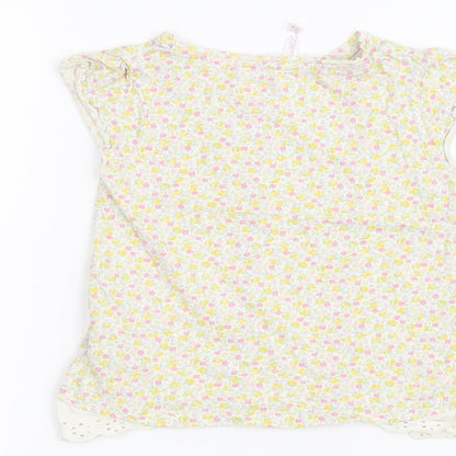 Mothercare Girls White Floral  Basic T-Shirt Size 3-4 Years