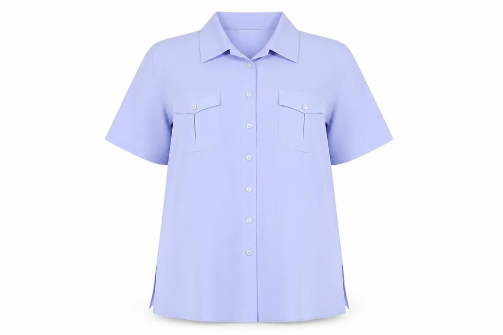 Womens UK Size 16 Lauren Duvar Blue Basic Button-Up