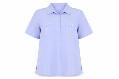 Womens UK Size 16 Lauren Duvar Blue Basic Button-Up