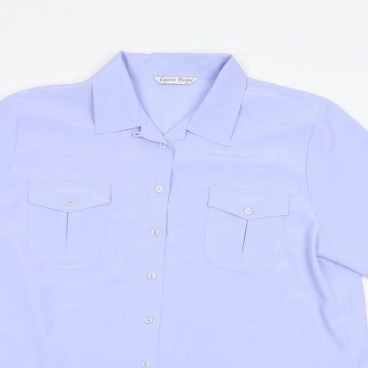 Womens UK Size 16 Lauren Duvar Blue Basic Button-Up
