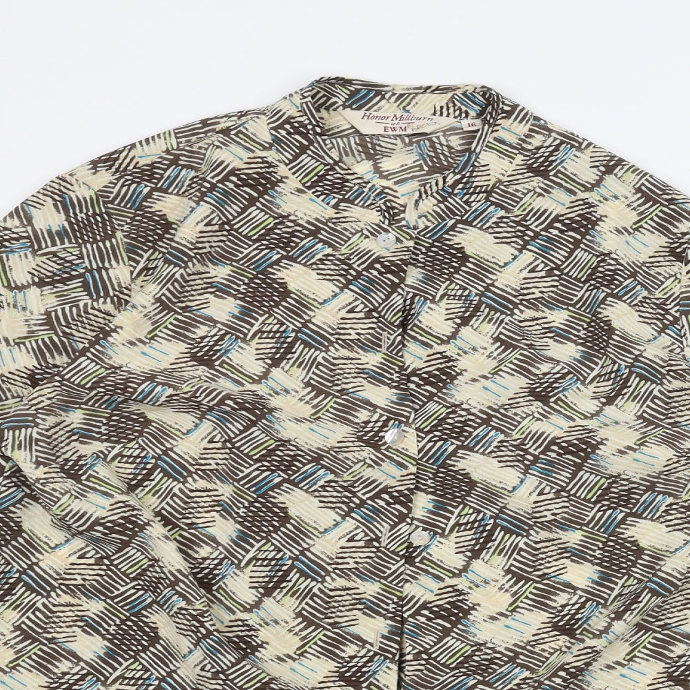 EWM Womens Beige   Basic Button-Up Size 16