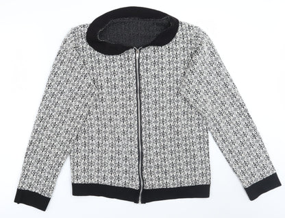 Preworn Womens White Geometric  Jacket Coatigan Size M