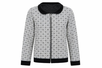 Preworn Womens White Geometric  Jacket Coatigan Size M