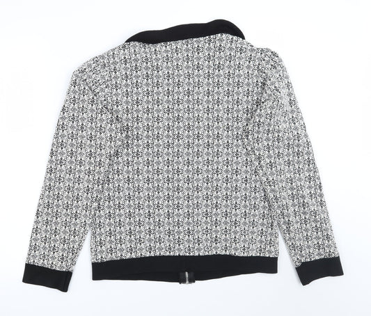 Preworn Womens White Geometric  Jacket Coatigan Size M