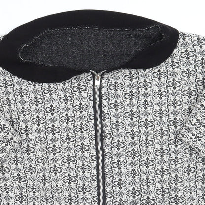 Preworn Womens White Geometric  Jacket Coatigan Size M