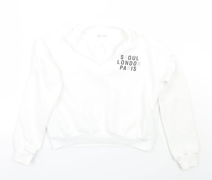 H&M Girls White   Pullover Jumper Size 12 Years