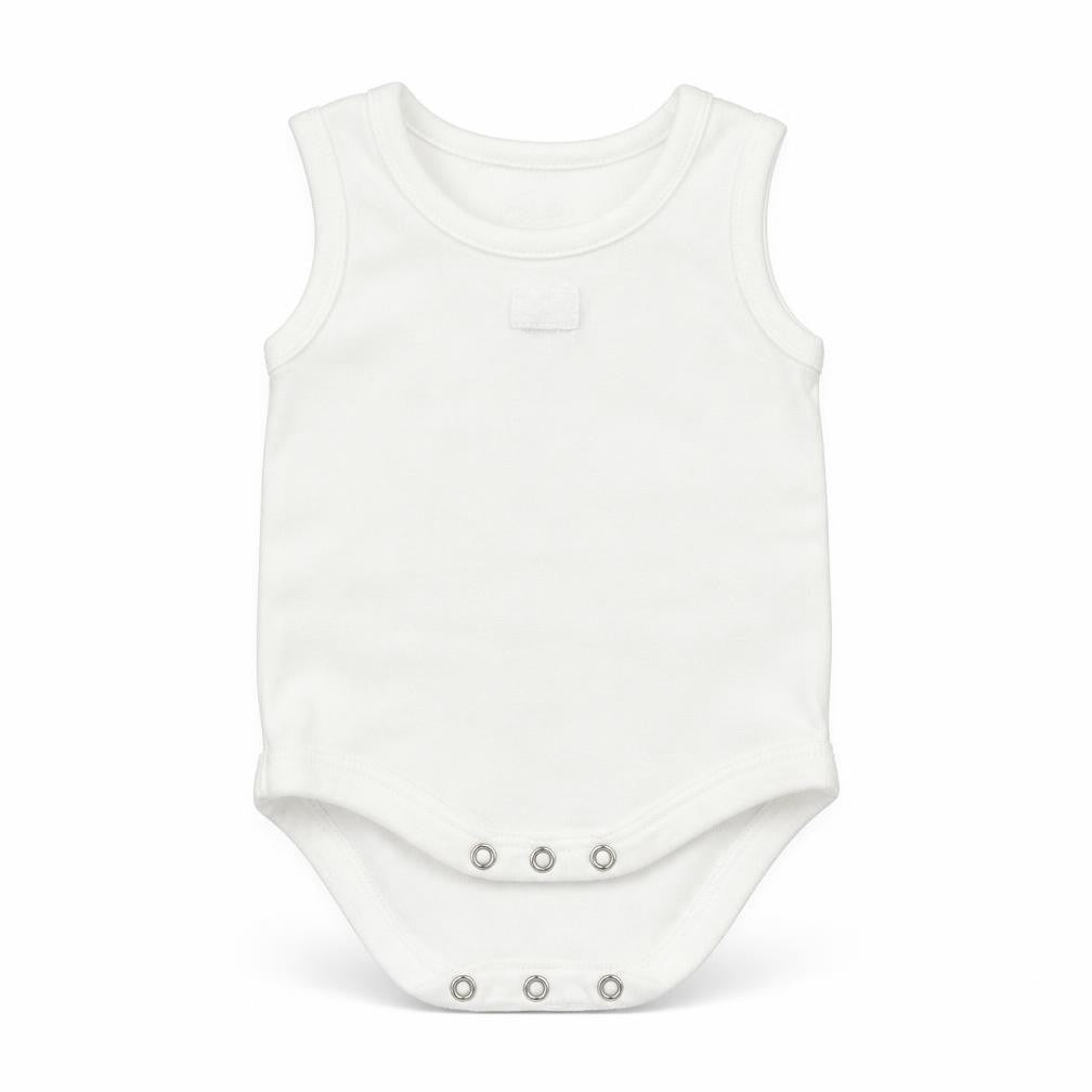 Front view of mamas & papas Baby White Babygrow One-Piece Size Newborn