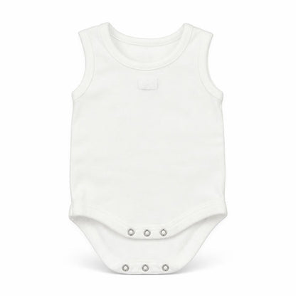 Front view of mamas & papas Baby White Babygrow One-Piece Size Newborn