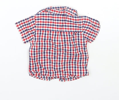M&Co Boys Red Check  Basic Button-Up Size 3-6 Months