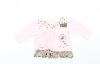NEXT Girls Pink Floral  Basic T-Shirt Size 3-6 Months