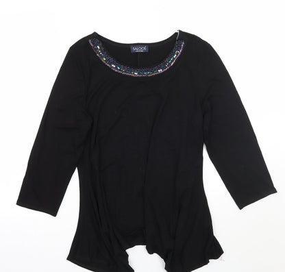 Womens UK Size L Saloos Black Basic T-Shirt