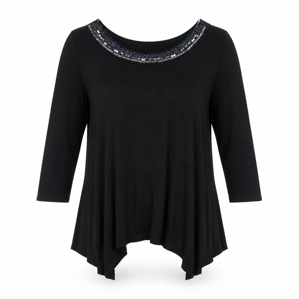 Womens UK Size L Saloos Black Basic T-Shirt