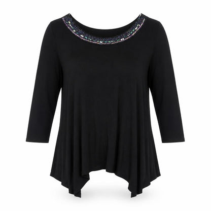 Womens UK Size L Saloos Black Basic T-Shirt