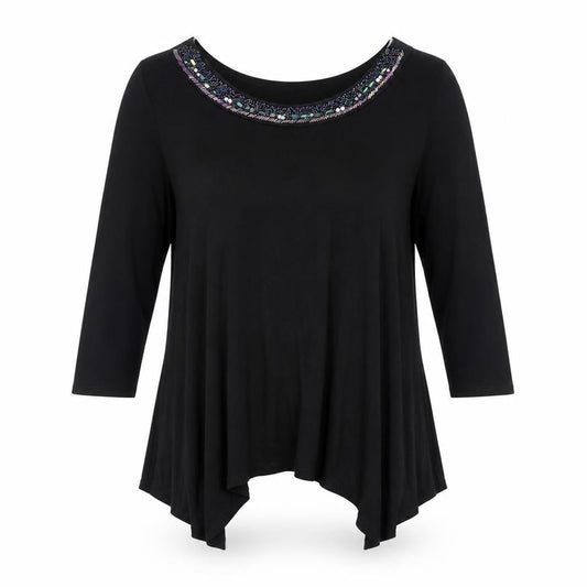 Womens UK Size L Saloos Black Basic T-Shirt
