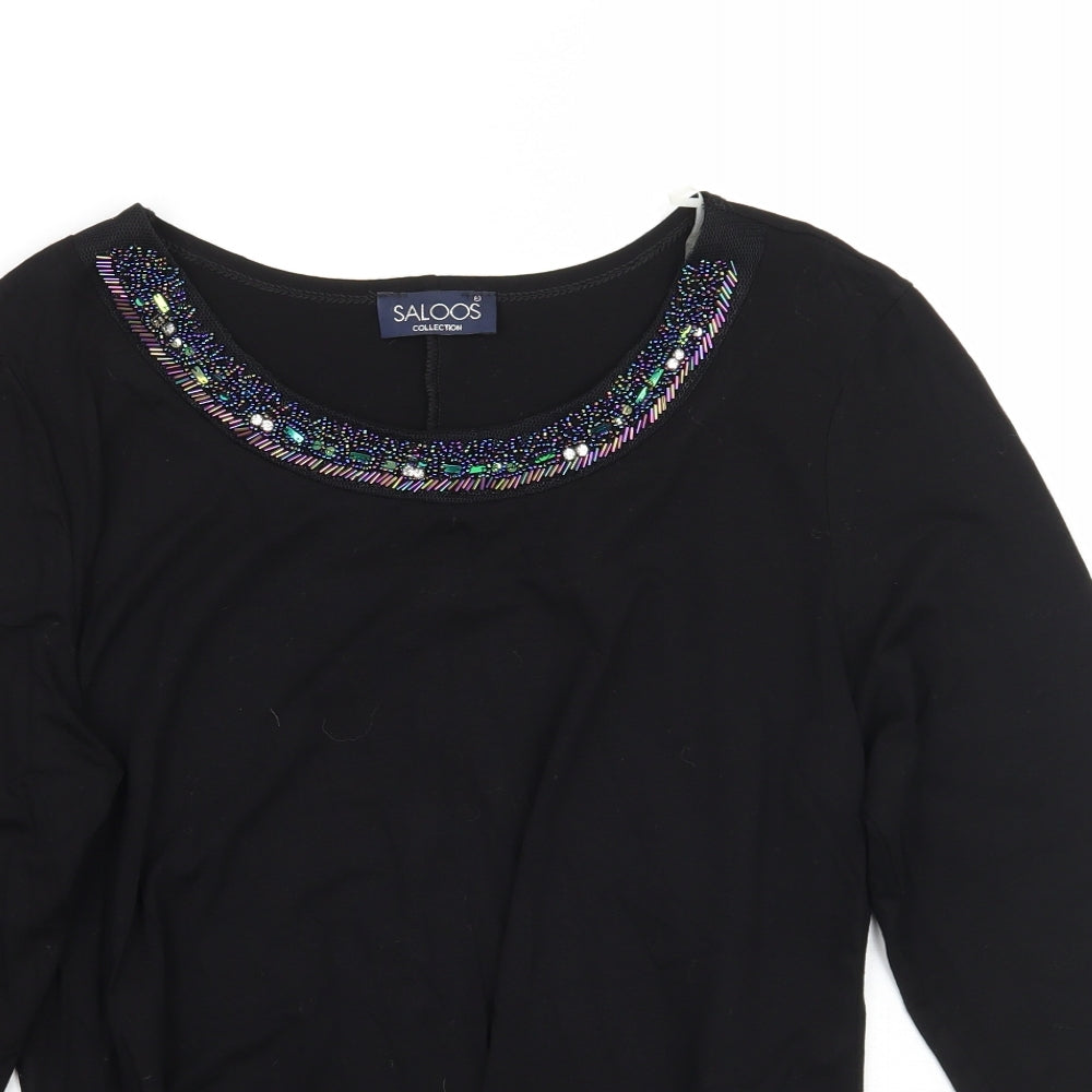 Womens UK Size L Saloos Black Basic T-Shirt
