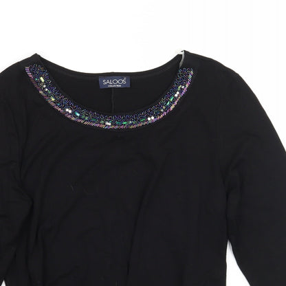 Womens UK Size L Saloos Black Basic T-Shirt
