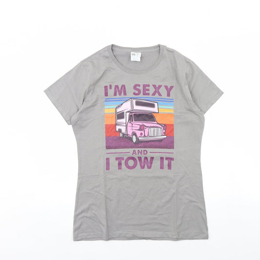 Womens UK Size M Preworn Grey Basic T-Shirt