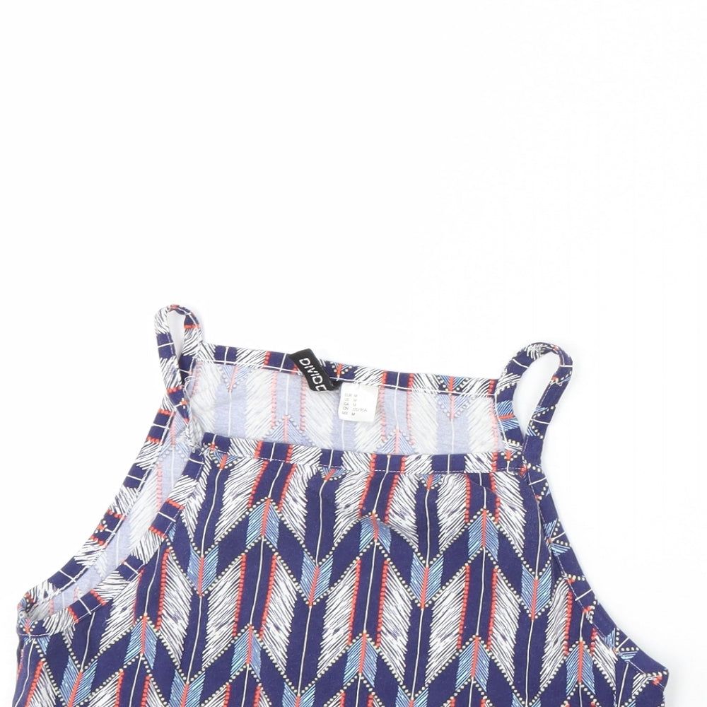 Divided Womens Blue Geometric  Cropped Tank Size M