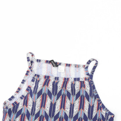 Divided Womens Blue Geometric  Cropped Tank Size M